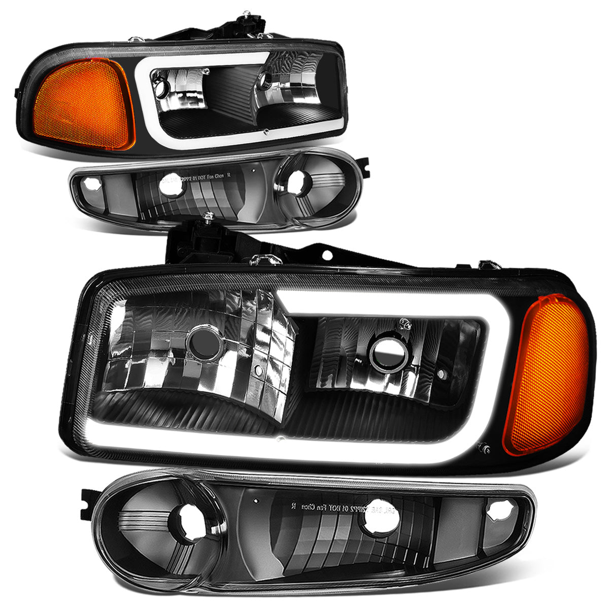 FAROS 00-06 GMC YUKON / 01-06 GMC YUKON XL 1500 / 02-06 GMC SIERRA 1500 / 2007 GMC SIERRA 1500 CLASSIC - FITS DENALI MODELS ONLY - LED DRL - BLACK HOUSING / AMBER CORNER - 9005 LOW BEAM / 9005 HIGH BEAM