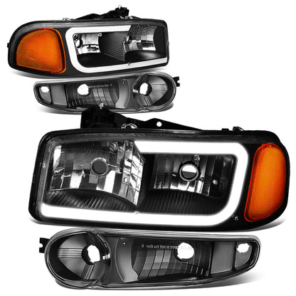 FAROS 00-06 GMC YUKON / 01-06 GMC YUKON XL 1500 / 02-06 GMC SIERRA 1500 / 2007 GMC SIERRA 1500 CLASSIC - FITS DENALI MODELS ONLY - LED DRL - BLACK HOUSING / AMBER CORNER - 9005 LOW BEAM / 9005 HIGH BEAM