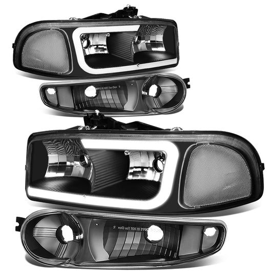 FAROS 00-06 GMC YUKON / 01-06 GMC YUKON XL 1500 / 02-06 GMC SIERRA 1500 / 2007 GMC SIERRA 1500 CLASSIC - FITS DENALI MODELS ONLY - LED DRL - BLACK HOUSING / CLEAR CORNER - 9005 LOW BEAM / 9005 HIGH BEAM