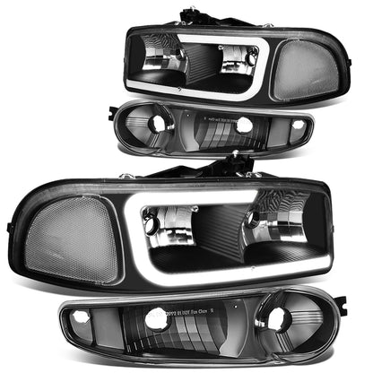 FAROS 00-06 GMC YUKON / 01-06 GMC YUKON XL 1500 / 02-06 GMC SIERRA 1500 / 2007 GMC SIERRA 1500 CLASSIC - FITS DENALI MODELS ONLY - LED DRL - BLACK HOUSING / CLEAR CORNER - 9005 LOW BEAM / 9005 HIGH BEAM