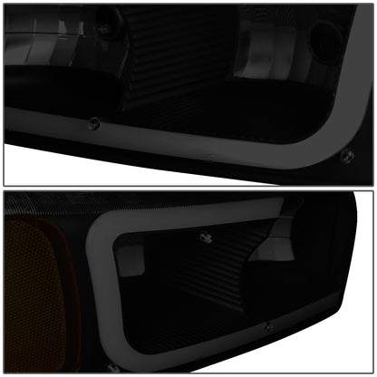 FAROS 00-06 GMC YUKON / 01-06 GMC YUKON XL 1500 / 02-06 GMC SIERRA 1500 / 2007 GMC SIERRA 1500 CLASSIC - FITS DENALI MODELS ONLY - LED DRL - BLACK HOUSING / SMOKE LENS / AMBER CORNER - 9005 LOW BEAM / 9005 HIGH BEAM