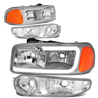 FAROS 00-06 GMC YUKON / 01-06 GMC YUKON XL 1500 / 02-06 GMC SIERRA 1500 / 2007 GMC SIERRA 1500 CLASSIC - FITS DENALI MODELS ONLY - LED DRL - CHROME HOUSING / AMBER CORNER - 9005 LOW BEAM / 9005 HIGH BEAM