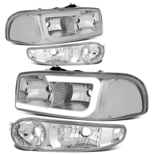 FAROS 00-06 GMC YUKON / 01-06 GMC YUKON XL 1500 / 02-06 GMC SIERRA 1500 / 2007 GMC SIERRA 1500 CLASSIC - FITS DENALI MODELS ONLY - LED DRL - CHROME HOUSING / CLEAR CORNER - 9005 LOW BEAM / 9005 HIGH BEAM