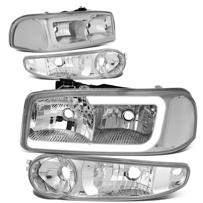 FAROS 00-06 GMC YUKON / 01-06 GMC YUKON XL 1500 / 02-06 GMC SIERRA 1500 / 2007 GMC SIERRA 1500 CLASSIC - FITS DENALI MODELS ONLY - LED DRL - CHROME HOUSING / CLEAR CORNER - 9005 LOW BEAM / 9005 HIGH BEAM