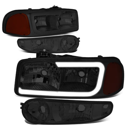FAROS 00-06 GMC YUKON / 01-06 GMC YUKON XL 1500 / 02-06 GMC SIERRA 1500 / 2007 GMC SIERRA 1500 CLASSIC - FITS DENALI MODELS ONLY - LED DRL - SMOKE HOUSING / AMBER CORNER - 9005 LOW BEAM / 9005 HIGH BEAM