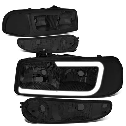 FAROS 00-06 GMC YUKON / 01-06 GMC YUKON XL 1500 / 02-06 GMC SIERRA 1500 / 2007 GMC SIERRA 1500 CLASSIC - FITS DENALI MODELS ONLY - LED DRL - SMOKE HOUSING / CLEAR CORNER - 9005 LOW BEAM / 9005 HIGH BEAM