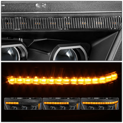 FAROS RAM 1500 2019-2024 - WITH FACTORY HALOGEN HEADLIGHTS - OE STYLE - 9005 HIGH / H11 LOW / 12961 MARKER - BLACK HOUSING / AMBER CORNER