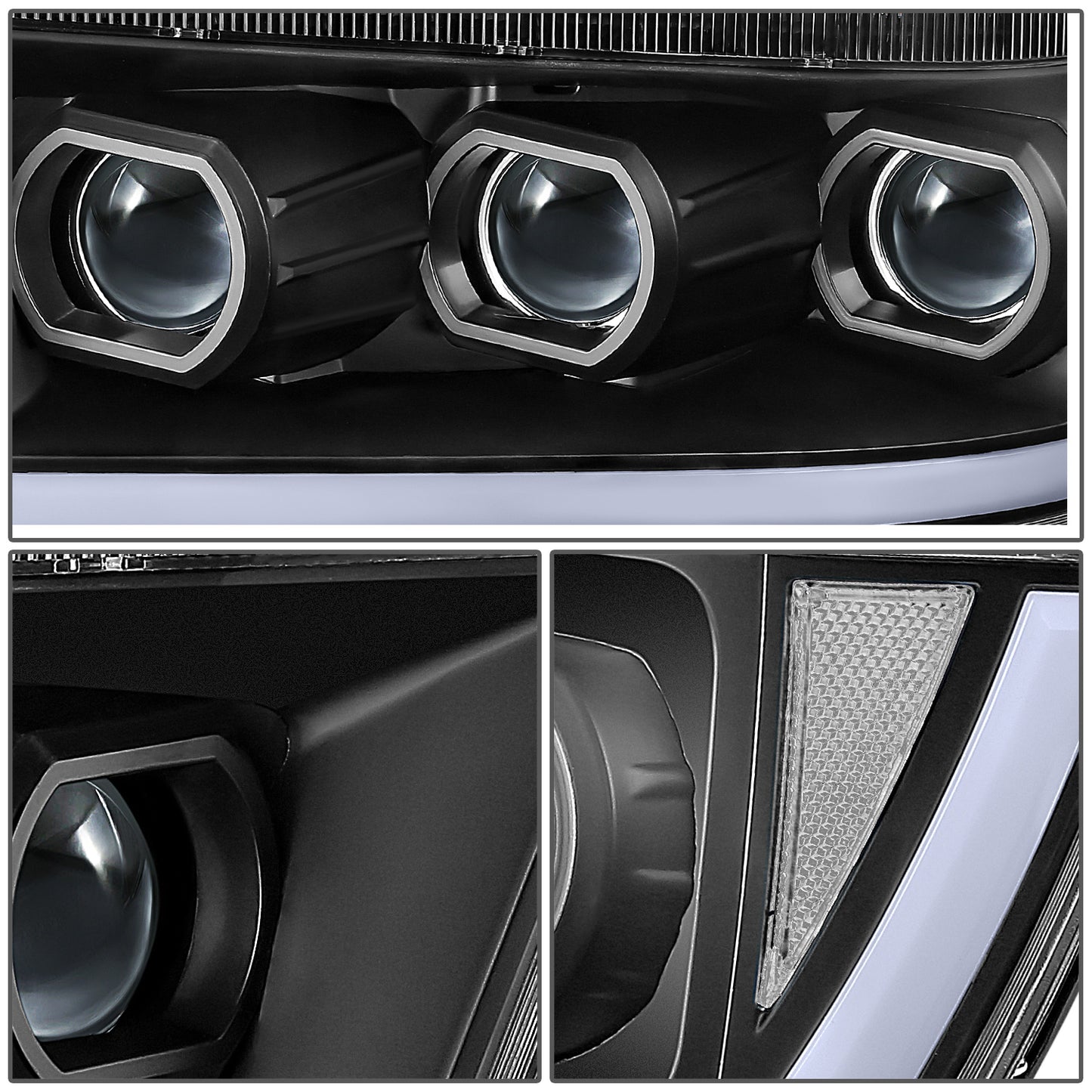 FAROS RAM 1500 2019-2024 - WITH FACTORY HALOGEN HEADLIGHTS - OE STYLE - 9005 HIGH / H11 LOW / 12961 MARKER - BLACK HOUSING / CLEAR CORNER