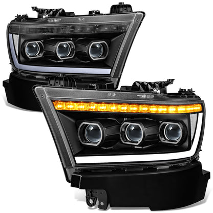 FAROS RAM 1500 2019-2024 - WITH FACTORY HALOGEN HEADLIGHTS - OE STYLE - 9005 HIGH / H11 LOW / 12961 MARKER - BLACK HOUSING / CLEAR CORNER