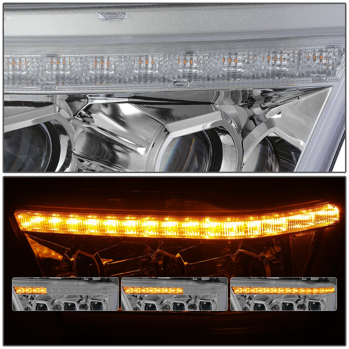 FAROS RAM 1500 2019-2024 - WITH FACTORY HALOGEN HEADLIGHTS - OE STYLE - 9005 HIGH / H11 LOW / 12961 MARKER - CHROME HOUSING / CLEAR CORNER
