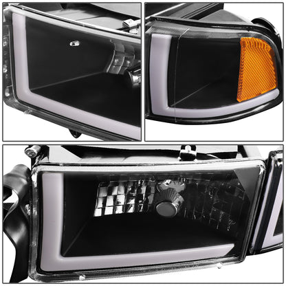 FAROS 94-01 DODGE RAM 1500 / 94-02 DODGE RAM 2500 3500 - DOES NOT FIT SPORT MODELS - LED DRL - BLACK HOUSING / AMBER CORNER - 9004 HIGH / LOW BEAM BULBS