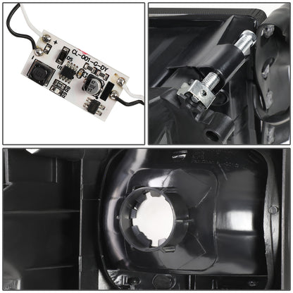 FAROS 94-01 DODGE RAM 1500 / 94-02 DODGE RAM 2500 3500 - DOES NOT FIT SPORT MODELS - LED DRL - BLACK HOUSING / SMOKE LENS / AMBER CORNER - 9004 HIGH / LOW BEAM BULBS