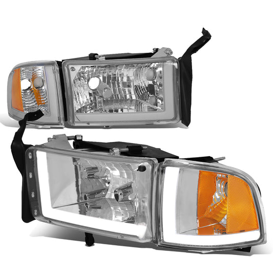 FAROS 94-01 DODGE RAM 1500 / 94-02 DODGE RAM 2500 3500 - DOES NOT FIT SPORT MODELS - LED DRL - CHROME HOUSING / AMBER CORNER - 9004 HIGH / LOW BEAM BULBS