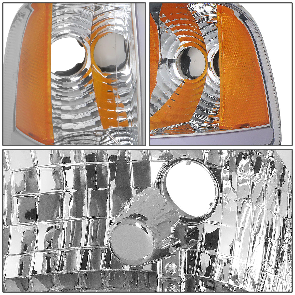 FAROS 94-01 DODGE RAM 1500 / 94-02 DODGE RAM 2500 3500 - DOES NOT FIT SPORT MODELS - LED DRL - CHROME HOUSING / AMBER CORNER - 9004 HIGH / LOW BEAM BULBS