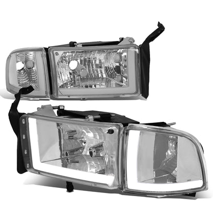 FAROS 94-01 DODGE RAM 1500 / 94-02 DODGE RAM 2500 3500 - DOES NOT FIT SPORT MODELS - LED DRL - CHROME HOUSING / CLEAR CORNER - 9004 HIGH / LOW BEAM BULBS