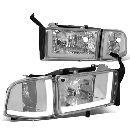 FAROS 94-01 DODGE RAM 1500 / 94-02 DODGE RAM 2500 3500 - DOES NOT FIT SPORT MODELS - LED DRL - CHROME HOUSING / CLEAR CORNER - 9004 HIGH / LOW BEAM BULBS
