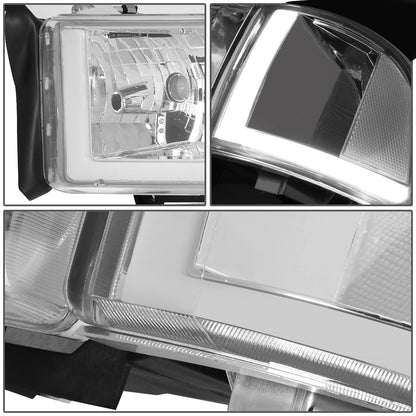 FAROS 94-01 DODGE RAM 1500 / 94-02 DODGE RAM 2500 3500 - DOES NOT FIT SPORT MODELS - LED DRL - CHROME HOUSING / CLEAR CORNER - 9004 HIGH / LOW BEAM BULBS