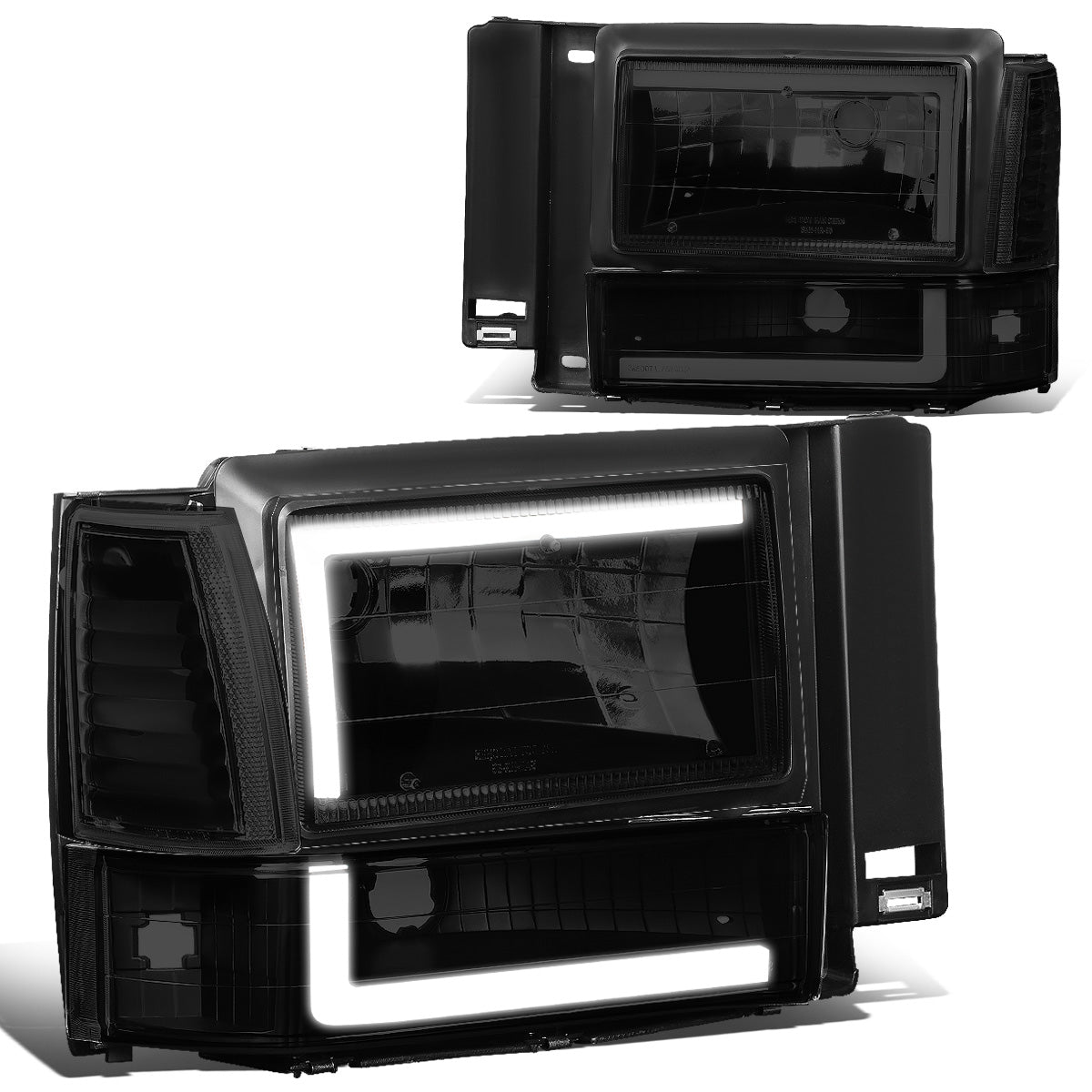 FAROS 91-94 FORD EXPLORER - LED RUNNING LIGHTS REQUIRE TAPPING INTO EXISTING WIRING - LED DRL - BLACK HOUSING / SMOKE LENS / CLEAR CORNER - 9004 LOW BEAM / 9004 HIGH BEAM