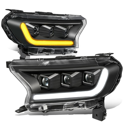 FAROS 19-23 FORD RANGER XL XLT - FITS MODELS WITH COMPOSITE HALOGEN HEADLIGHTS ONLY - LED DRL - BLACK HOUSING / CLEAR CORNER - H1 HIGH / LOW BEAM