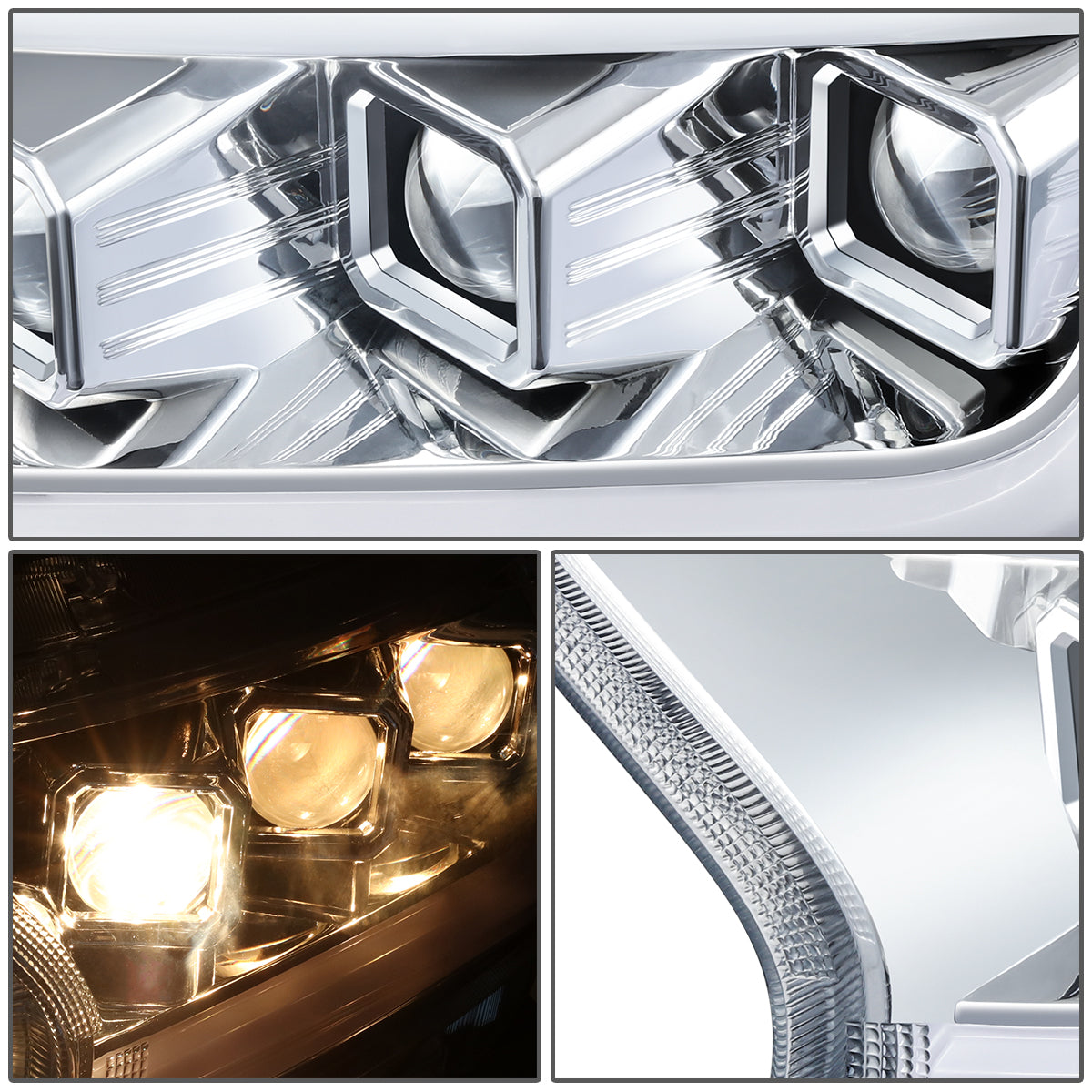 FAROS 19-23 FORD RANGER XL XLT - FITS MODELS WITH FACTORY LED HEADLIGHTS ONLY - LED DRL - CHROME HOUSING / CLEAR CORNER - H1 HIGH / LOW BEAM