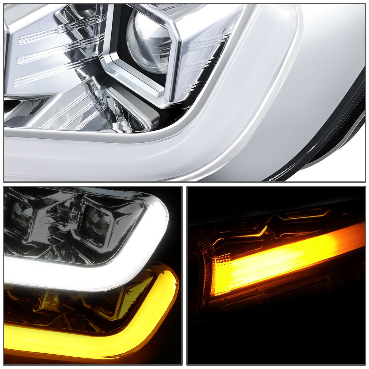 FAROS 19-23 FORD RANGER XL XLT - FITS MODELS WITH FACTORY LED HEADLIGHTS ONLY - LED DRL - CHROME HOUSING / CLEAR CORNER - H1 HIGH / LOW BEAM
