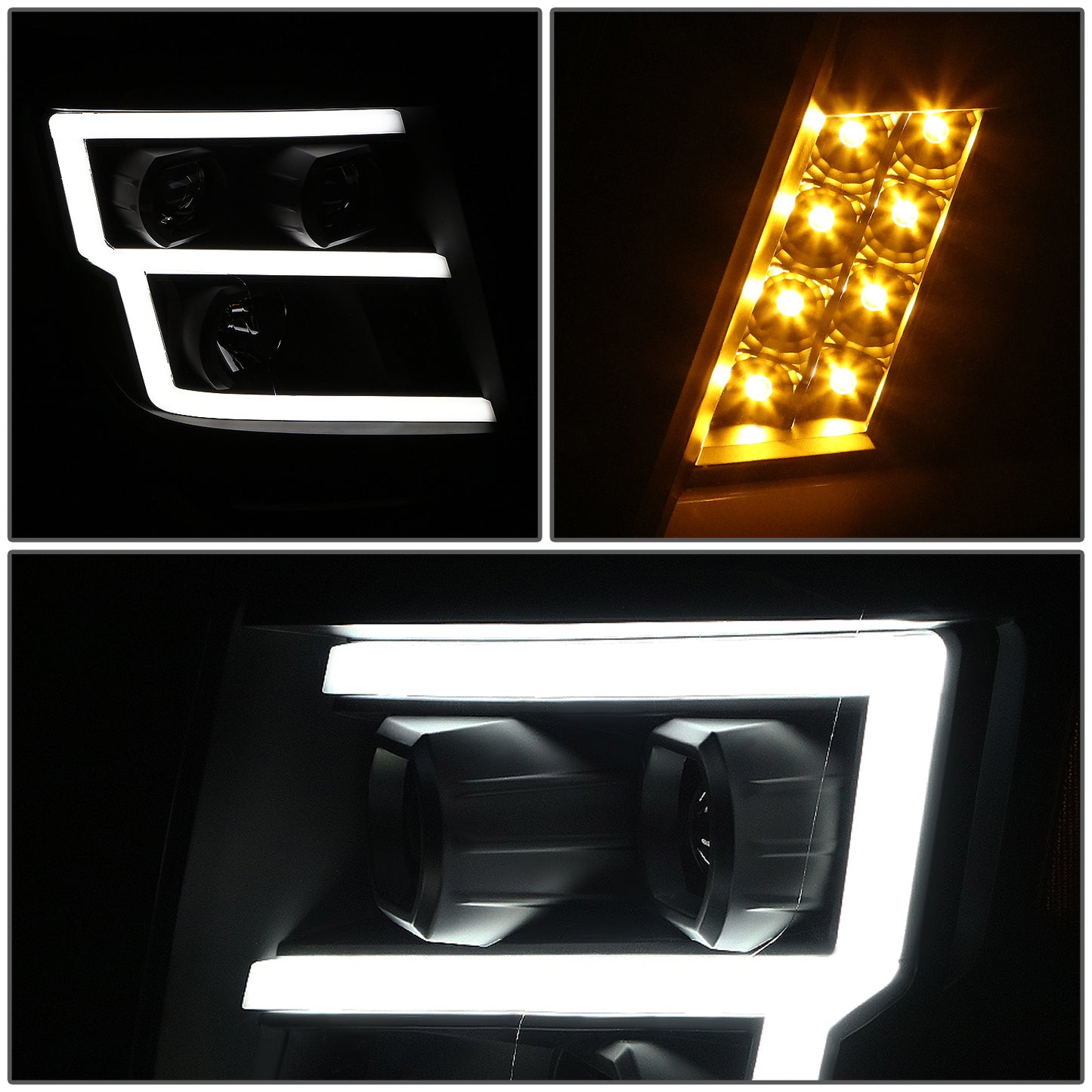 FAROS 17-22 NISSAN TITAN / 16-22 NISSAN TITAN XD - FITS MODELS WITH HALOGEN HEADLIGHTS ONLY - DOES NOT FIT FACTORY HID EQUIPPED MODELS - PROJECTOR CONVERSION E-PATTERN LED RUNNING LIGHT STRIP - H1 LOW BEAM / H1 HIGH BEAM / 2825 SIDE MARKER - BLACK HOUSING