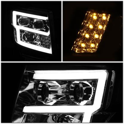 FAROS 17-22 NISSAN TITAN / 16-22 NISSAN TITAN XD - FITS MODELS WITH HALOGEN HEADLIGHTS ONLY - DOES NOT FIT FACTORY HID EQUIPPED MODELS - PROJECTOR CONVERSION E-PATTERN LED RUNNING LIGHT STRIP - H1 LOW BEAM / H1 HIGH BEAM / 2825 SIDE MARKER - CHROME