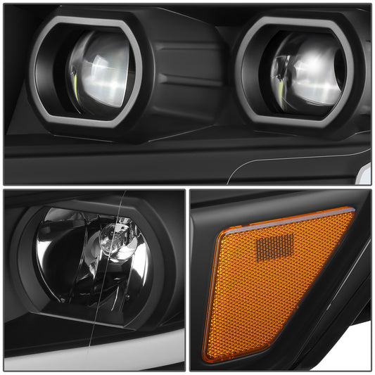 FAROS 17-22 NISSAN TITAN / 16-22 NISSAN TITAN XD - FITS MODELS WITH HALOGEN HEADLIGHTS ONLY - DOES NOT FIT FACTORY HID EQUIPPED MODELS - PROJECTOR CONVERSION LED RUNNING LIGHT STRIP - H1 LOW BEAM / H1 HIGH BEAM / 2825 SIDE MARKER - BLACK HOUSING / AMBER