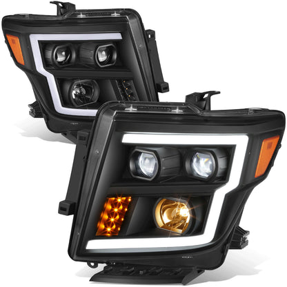 FAROS 17-22 NISSAN TITAN / 16-22 NISSAN TITAN XD - FITS MODELS WITH HALOGEN HEADLIGHTS ONLY - DOES NOT FIT FACTORY HID EQUIPPED MODELS - PROJECTOR CONVERSION LED RUNNING LIGHT STRIP - H1 LOW BEAM / H1 HIGH BEAM / 2825 SIDE MARKER - BLACK HOUSING / AMBER
