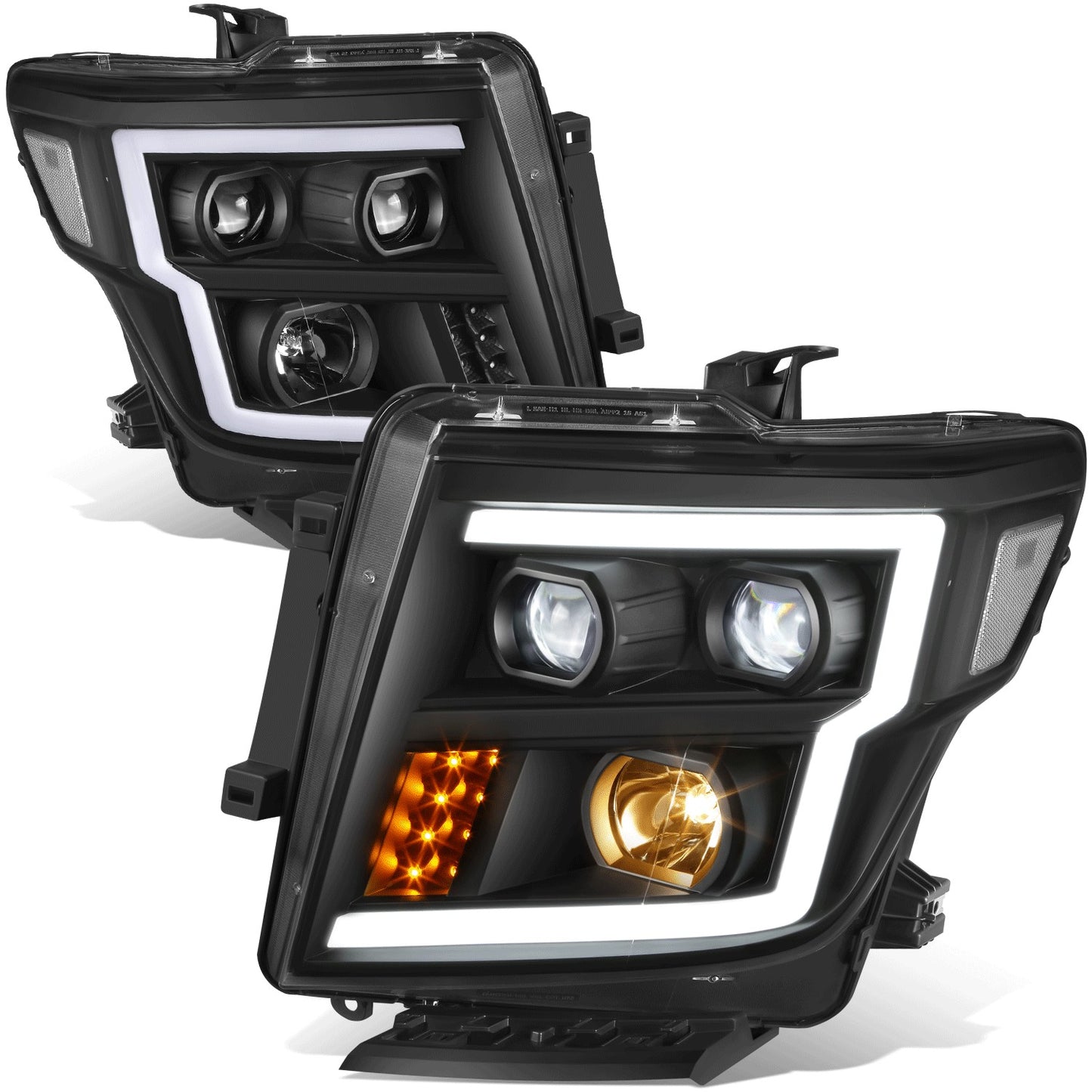 FAROS 17-22 NISSAN TITAN / 16-22 NISSAN TITAN XD - FITS MODELS WITH HALOGEN HEADLIGHTS ONLY - DOES NOT FIT FACTORY HID EQUIPPED MODELS - PROJECTOR CONVERSION LED RUNNING LIGHT STRIP - H1 LOW BEAM / H1 HIGH BEAM / 2825 SIDE MARKER - BLACK HOUSING / CLEAR
