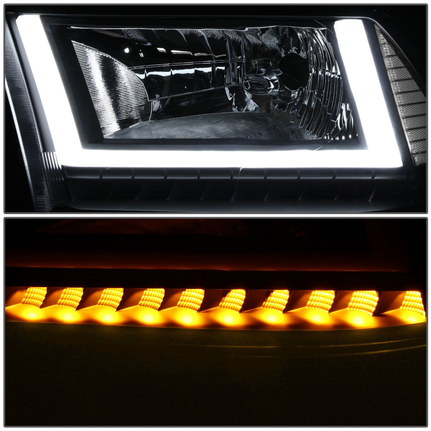 FAROS 09-10 DODGE RAM 1500 / 2010 DODGE RAM 2500 / 2010 DODGE RAM 3500 / 13-18 RAM 1500 / 19-24 RAM 1500 CLASSIC / 13-18 RAM 2500 / 13-18 RAM 3500 - FITS MODELS WITHOUT FACTORY PROJECTOR HEADLIGHT - H13 HIGH / LOW BEAM - U PATTERN 3D LIGHT BAR - BLACK /