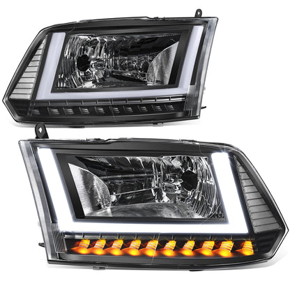 FAROS 09-10 DODGE RAM 1500 / 2010 DODGE RAM 2500 / 2010 DODGE RAM 3500 / 13-18 RAM 1500 / 19-24 RAM 1500 CLASSIC / 13-18 RAM 2500 / 13-18 RAM 3500 - FITS MODELS WITHOUT FACTORY PROJECTOR HEADLIGHT - H13 HIGH / LOW BEAM - U PATTERN 3D LIGHT BAR - BLACK /
