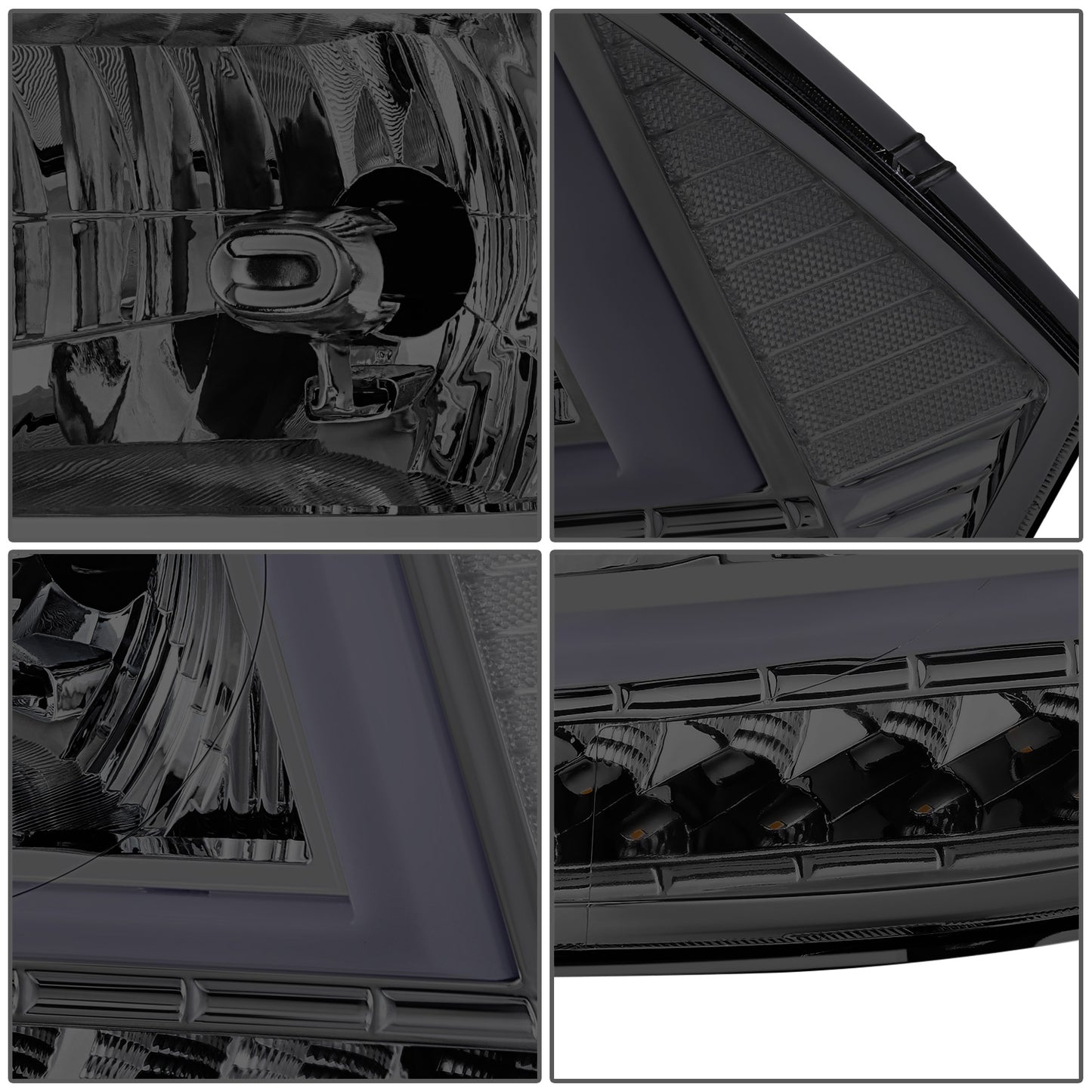 FAROS 09-10 DODGE RAM 1500 / 2010 DODGE RAM 2500 / 2010 DODGE RAM 3500 / 13-18 RAM 1500 / 19-24 RAM 1500 CLASSIC / 13-18 RAM 2500 / 13-18 RAM 3500 - FITS MODELS WITHOUT FACTORY PROJECTOR HEADLIGHT - H13 HIGH / LOW BEAM - U PATTERN 3D LIGHT BAR - SMOKED /