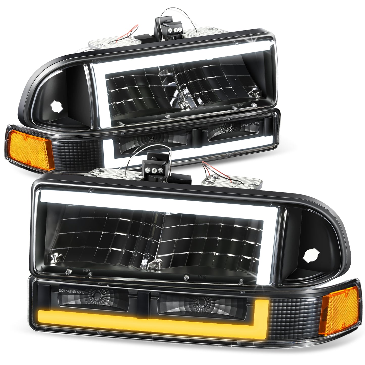 FAROS 98-04 CHEVROLET BLAZER / 98-04 CHEVROLET S10 - 194 MARKER - LED SWITCHBACK L-PATTERN LIGHT BAR - BLACK / AMBER