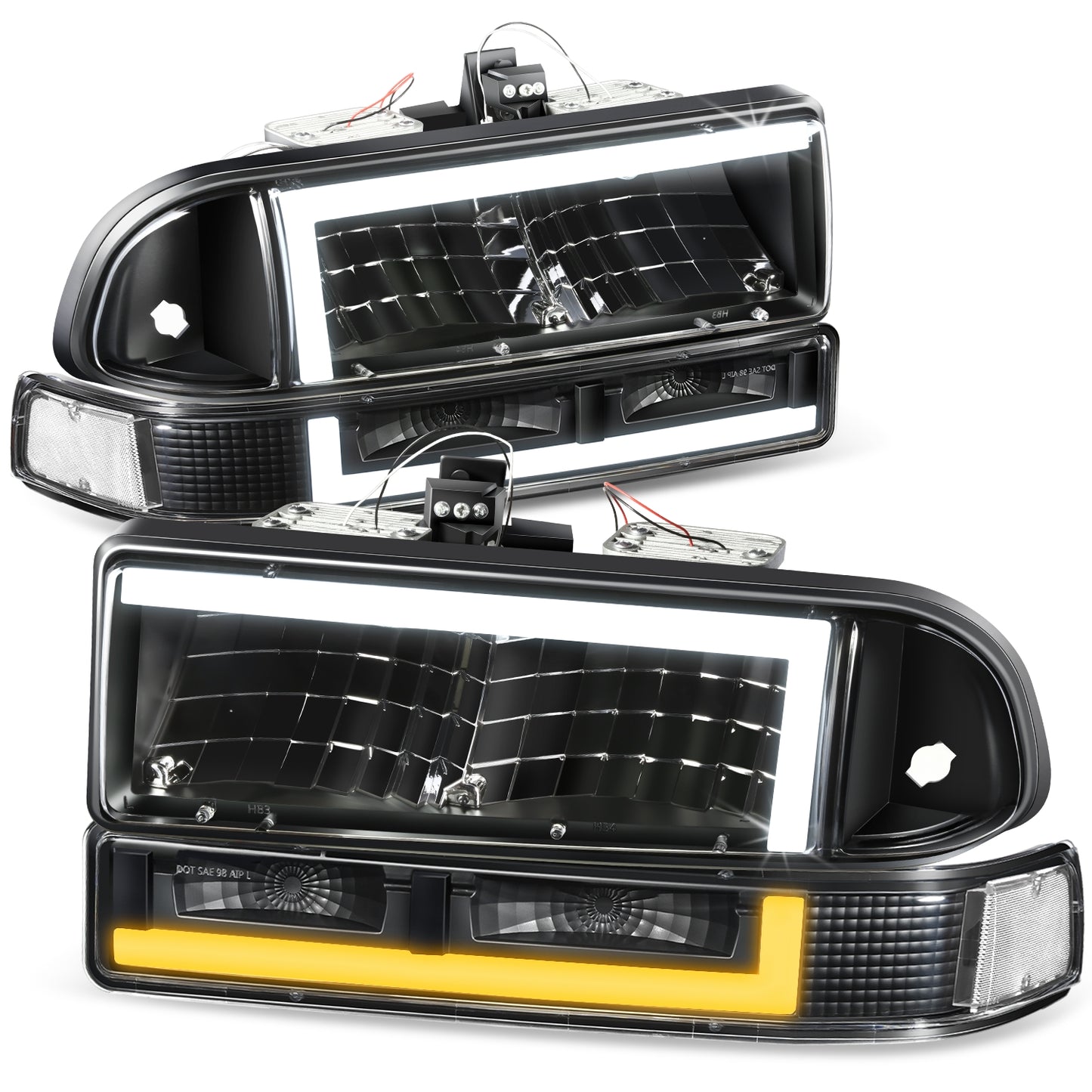 FAROS 98-04 CHEVROLET BLAZER / 98-04 CHEVROLET S10 - 194 MARKER - LED SWITCHBACK L-PATTERN LIGHT BAR - BLACK / CLEAR