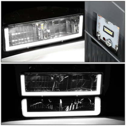 FAROS CLEAR LENS,CLEAR REFLECTOR,BLACK HOUSING - 4PCS - LED BAR - 92-94 CHEVROLET BLAZER / 88-99 CHEVROLET C1500 / 92-99 CHEVROLET C1500 SUBURBAN / 88-00 CHEVROLET C2500 / 92-99 CHEVROLET C2500 SUBURBAN / 88-00 CHEVROLET C3500 / 88-99 CHEVROLET K1500 /