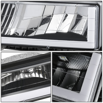 FAROS CLEAR LENS,CLEAR REFLECTOR,BLACK HOUSING - 4PCS - LED BAR - 92-94 CHEVROLET BLAZER / 88-99 CHEVROLET C1500 / 92-99 CHEVROLET C1500 SUBURBAN / 88-00 CHEVROLET C2500 / 92-99 CHEVROLET C2500 SUBURBAN / 88-00 CHEVROLET C3500 / 88-99 CHEVROLET K1500 /