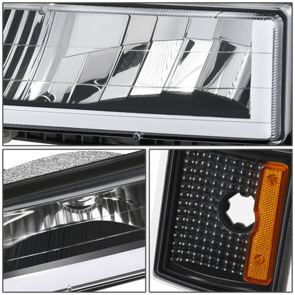 FAROS CLEAR LENS,AMBER REFLECTOR,BLACK HOUSING - 8PCS - LED BAR - 94-99 GMC C1500 K1500 YUKON / 94-99 GMC C1500 SUBURBAN C2500 SUBURBAN K1500 SUBURBAN K2500 SUBURBAN / 94-00 GMC C2500 C3500 K2500 K3500 - FITS MODELS WITH COMPOSITE HEADLIGHTS ONLY