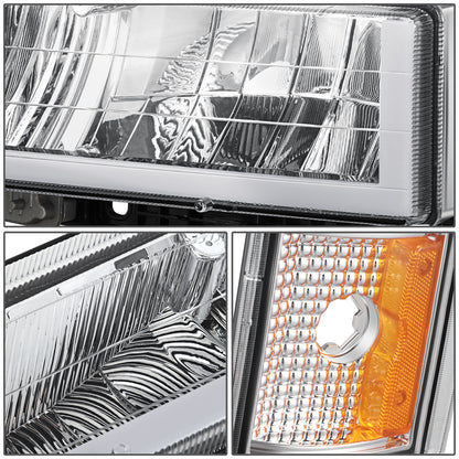 FAROS CLEAR LENS,AMBER REFLECTOR,CHROME HOUSING - 8PCS - LED BAR - 94-99 GMC C1500 K1500 YUKON / 94-99 GMC C1500 SUBURBAN C2500 SUBURBAN K1500 SUBURBAN K2500 SUBURBAN / 94-00 GMC C2500 C3500 K2500 K3500 - FITS MODELS WITH COMPOSITE HEADLIGHTS ONLY