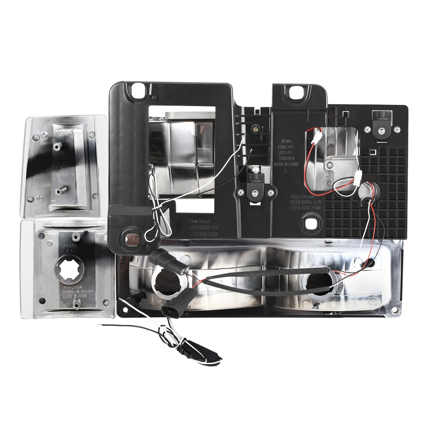 FAROS CLEAR LENS,AMBER REFLECTOR,CHROME HOUSING - 8PCS - LED BAR - 94-99 GMC C1500 K1500 YUKON / 94-99 GMC C1500 SUBURBAN C2500 SUBURBAN K1500 SUBURBAN K2500 SUBURBAN / 94-00 GMC C2500 C3500 K2500 K3500 - FITS MODELS WITH COMPOSITE HEADLIGHTS ONLY