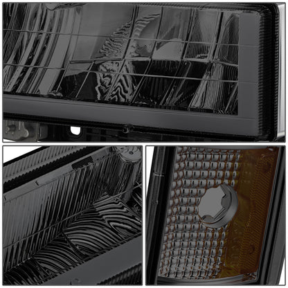 FAROS SMOKE LENS,AMBER REFLECTOR,CHROME HOUSING - 8PCS - LED BAR - 94-99 GMC C1500 K1500 YUKON / 94-99 GMC C1500 SUBURBAN C2500 SUBURBAN K1500 SUBURBAN K2500 SUBURBAN / 94-00 GMC C2500 C3500 K2500 K3500 - FITS MODELS WITH COMPOSITE HEADLIGHTS ONLY