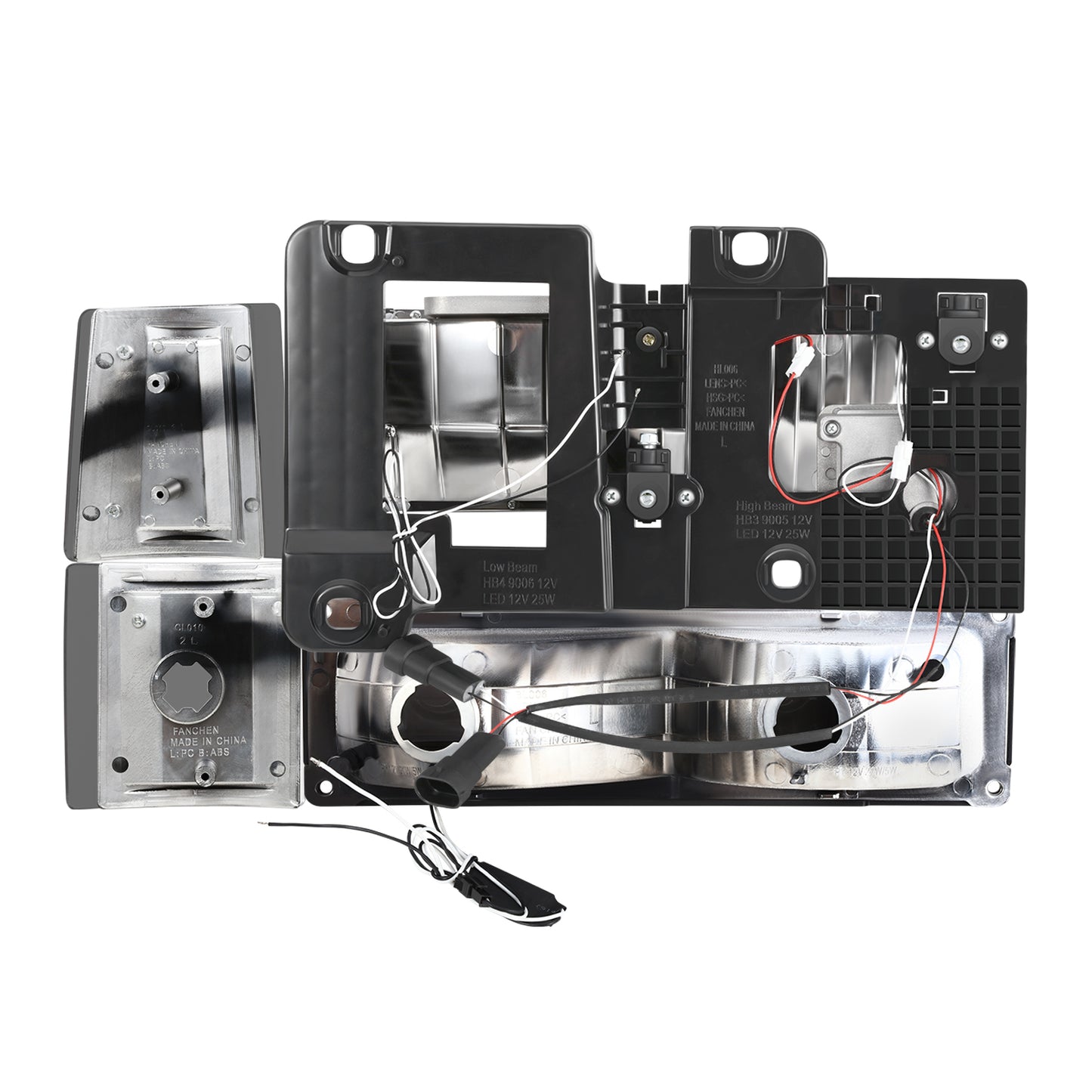 FAROS SMOKE LENS,AMBER REFLECTOR,CHROME HOUSING - 8PCS - LED BAR - 94-99 GMC C1500 K1500 YUKON / 94-99 GMC C1500 SUBURBAN C2500 SUBURBAN K1500 SUBURBAN K2500 SUBURBAN / 94-00 GMC C2500 C3500 K2500 K3500 - FITS MODELS WITH COMPOSITE HEADLIGHTS ONLY