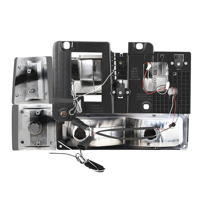 FAROS SMOKE LENS,AMBER REFLECTOR,CHROME HOUSING - 8PCS - LED BAR - 94-99 GMC C1500 K1500 YUKON / 94-99 GMC C1500 SUBURBAN C2500 SUBURBAN K1500 SUBURBAN K2500 SUBURBAN / 94-00 GMC C2500 C3500 K2500 K3500 - FITS MODELS WITH COMPOSITE HEADLIGHTS ONLY