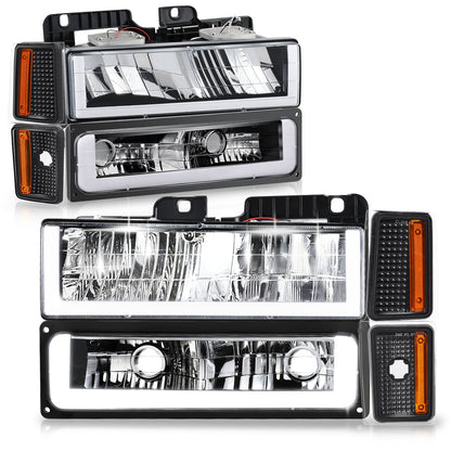 FAROS CLEAR LENS,AMBER REFLECTOR,BLACK HOUSING - 8PCS - LED BAR - 92-93 CHEVROLET BLAZER / 88-93 CHEVROLET C1500 / 92-93 CHEVROLET C1500 SUBURBAN / 88-93 CHEVROLET C2500 / 92-93 CHEVROLET C2500 SUBURBAN / 88-93 CHEVROLET C3500 / 88-93 CHEVROLET K1500 /
