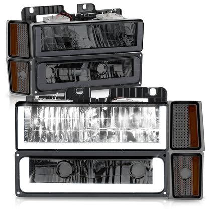 FAROS SMOKE LENS,AMBER REFLECTOR,CHROME HOUSING - 8PCS - LED BAR - 92-93 CHEVROLET BLAZER / 88-93 CHEVROLET C1500 / 92-93 CHEVROLET C1500 SUBURBAN / 88-93 CHEVROLET C2500 / 92-93 CHEVROLET C2500 SUBURBAN / 88-93 CHEVROLET C3500 / 88-93 CHEVROLET K1500 /