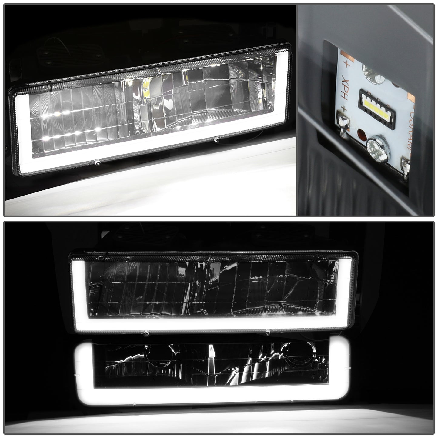 FAROS CLEAR LENS,AMBER REFLECTOR,BLACK HOUSING - 8PCS - LED BAR - 94 CHEVROLET BLAZER / 94-99 CHEVROLET C1500 / 94-99 CHEVROLET C1500 SUBURBAN / 94-00 CHEVROLET C2500 / 94-99 CHEVROLET C2500 SUBURBAN / 94-00 CHEVROLET C3500 / 94-99 CHEVROLET K1500 / 94-99