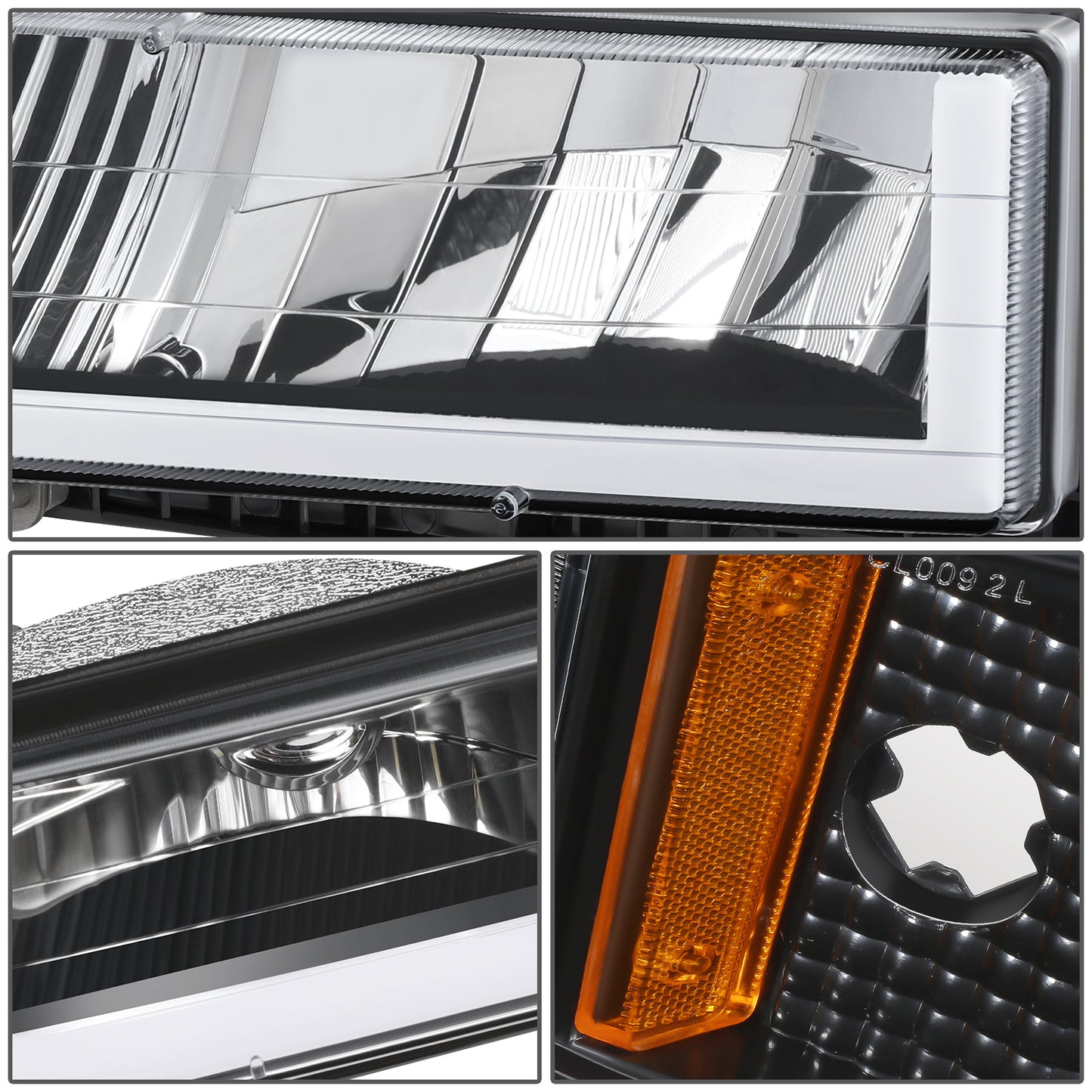 FAROS CLEAR LENS,AMBER REFLECTOR,BLACK HOUSING - 8PCS - LED BAR - 94 CHEVROLET BLAZER / 94-99 CHEVROLET C1500 / 94-99 CHEVROLET C1500 SUBURBAN / 94-00 CHEVROLET C2500 / 94-99 CHEVROLET C2500 SUBURBAN / 94-00 CHEVROLET C3500 / 94-99 CHEVROLET K1500 / 94-99