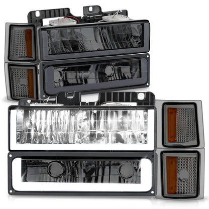 FAROS SMOKE LENS,AMBER REFLECTOR,CHROME HOUSING - 8PCS - LED BAR - 94 CHEVROLET BLAZER / 94-99 CHEVROLET C1500 / 94-99 CHEVROLET C1500 SUBURBAN / 94-00 CHEVROLET C2500 / 94-99 CHEVROLET C2500 SUBURBAN / 94-00 CHEVROLET C3500 / 94-99 CHEVROLET K1500 /