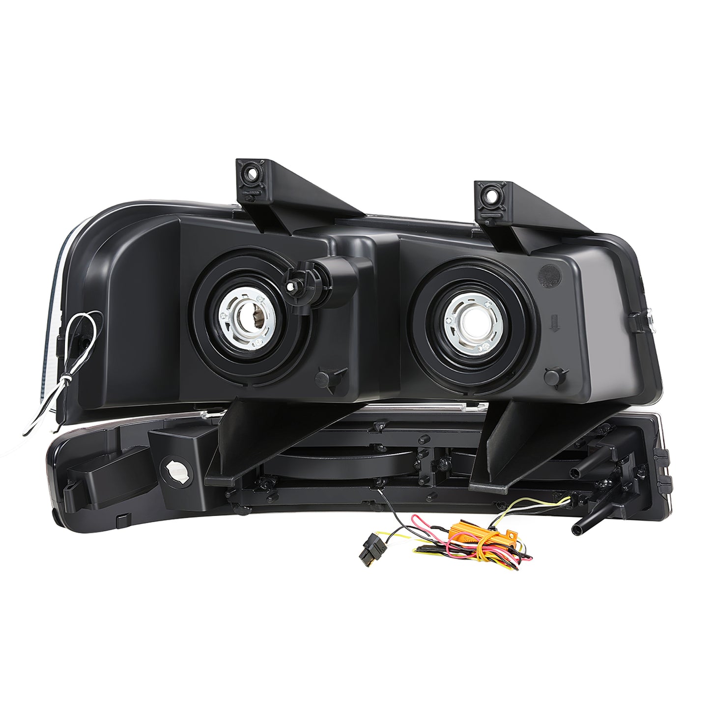 FAROS CLEAR LENS,AMBER REFLECTOR,BLACK HOUSING - 4PCS - LED BAR - 03-14 CHEVROLET EXPRESS 1500 / 03-23 CHEVROLET EXPRESS 2500 / 03-23 CHEVROLET EXPRESS 3500 / 09-22 CHEVROLET EXPRESS 4500 / 03-14 GMC SAVANA 1500 / 03-23 GMC SAVANA 2500 / 03-23 GMC SAVANA