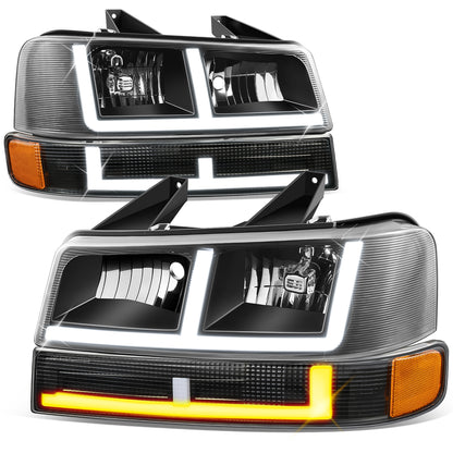 FAROS CLEAR LENS,AMBER REFLECTOR,BLACK HOUSING - 4PCS - LED BAR - 03-14 CHEVROLET EXPRESS 1500 / 03-23 CHEVROLET EXPRESS 2500 / 03-23 CHEVROLET EXPRESS 3500 / 09-22 CHEVROLET EXPRESS 4500 / 03-14 GMC SAVANA 1500 / 03-23 GMC SAVANA 2500 / 03-23 GMC SAVANA